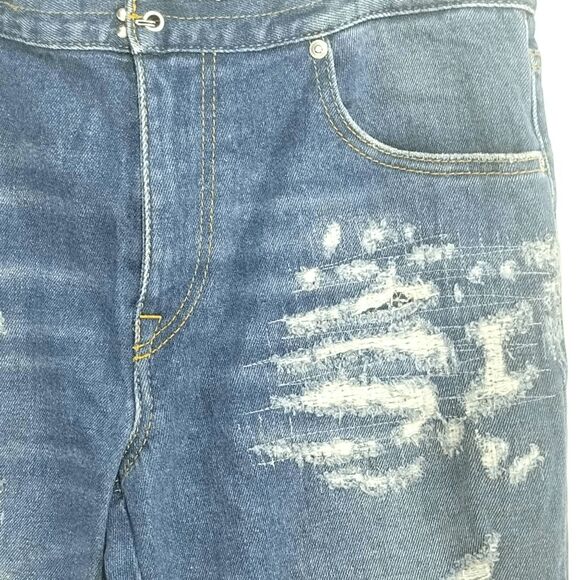 Just Cavalli New York Straight Distressed Patch Jeans Sz 30 - Picture 4 of 11